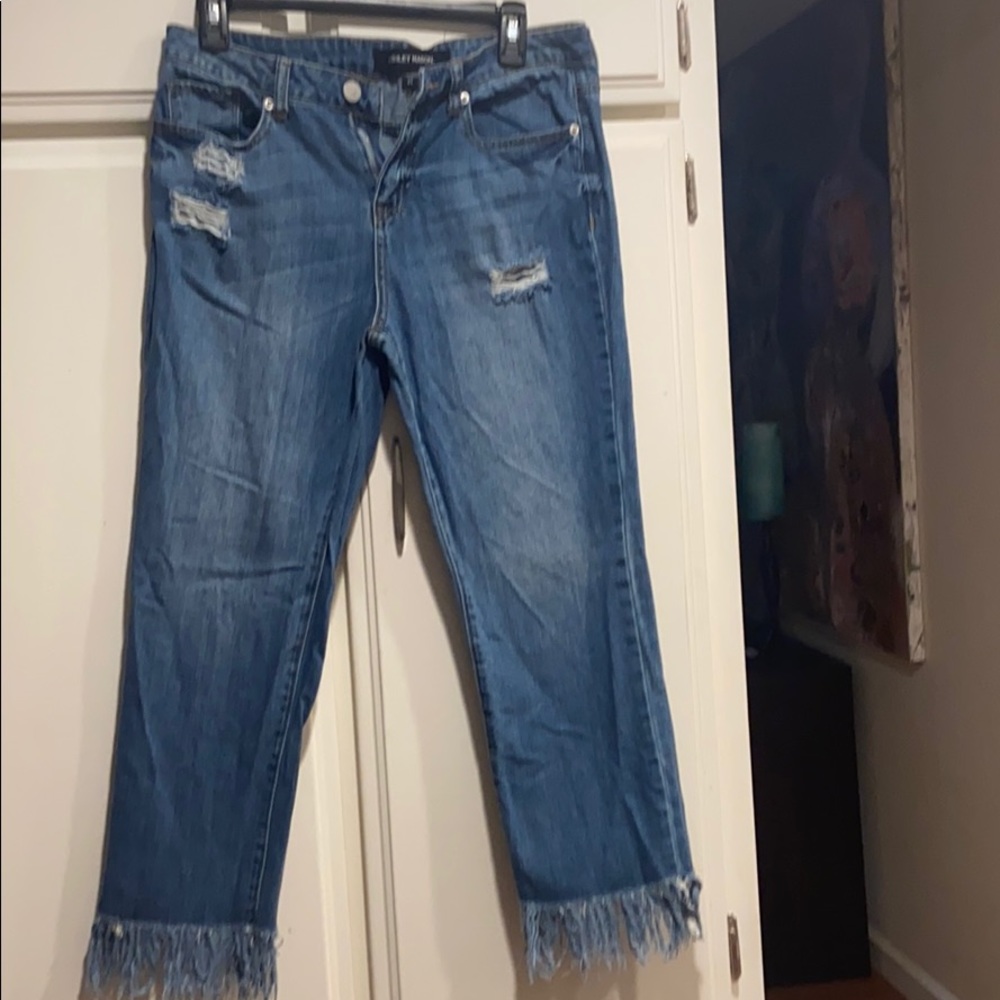 Fringed cropped jeans